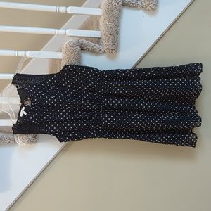 Women's Black/White Polkadot Sleeveless Dress, Size Medium